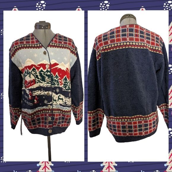 Northern‎ Treasures Holiday Winter knit cardigan sweater - Picture 1 of 7